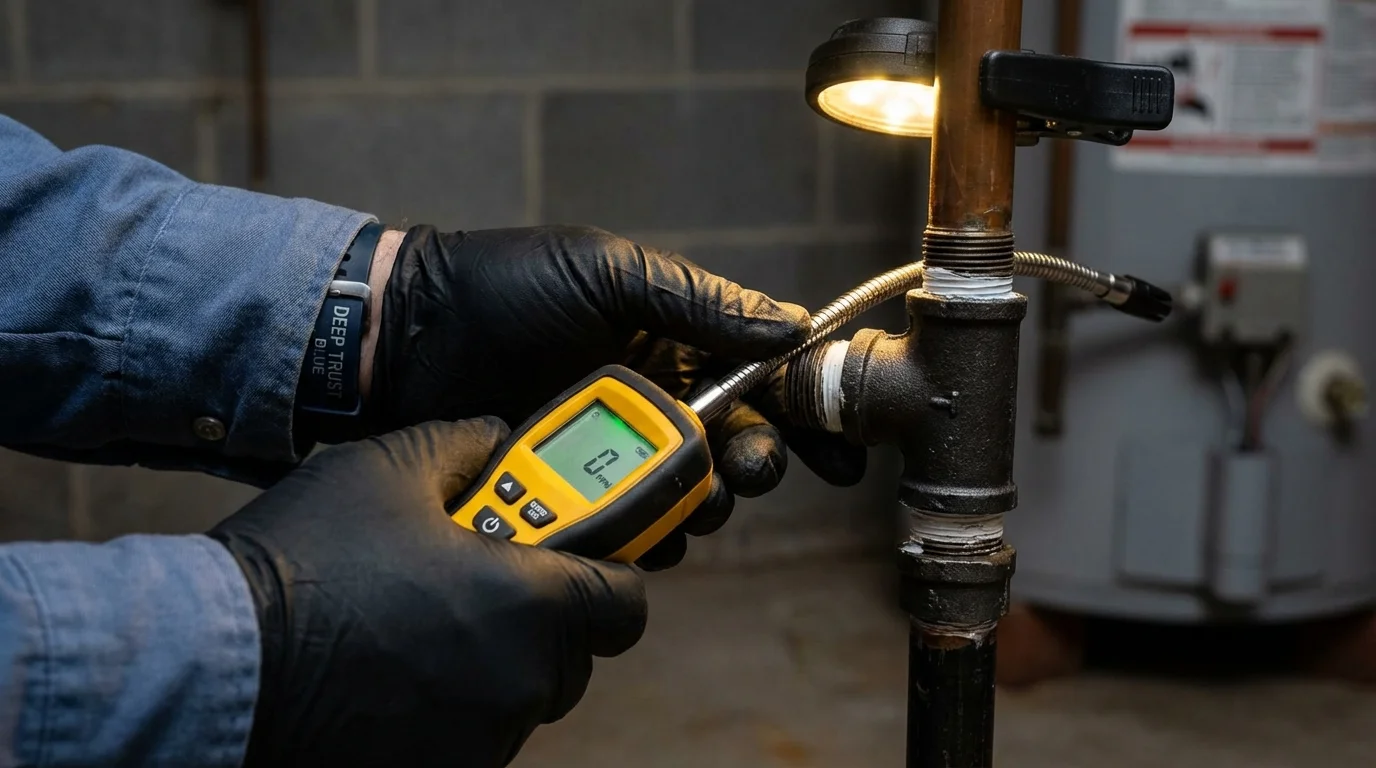 Gas leak detection with electronic sniffer by Johns Plumbing LLC in New Tazewell