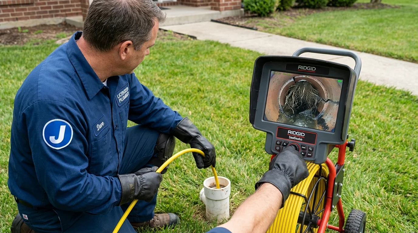 Sewer camera inspection being performed by Johns Plumbing LLC in New Tazewell