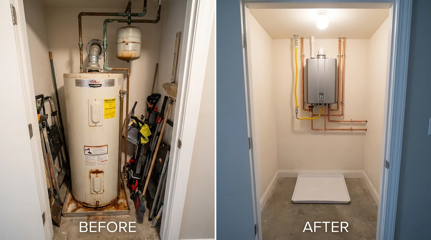 Tank water heater versus wall-mounted tankless unit comparison for New Tazewell, TN homeowners